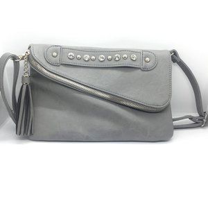 Gray Purse with Rhinestone Accents